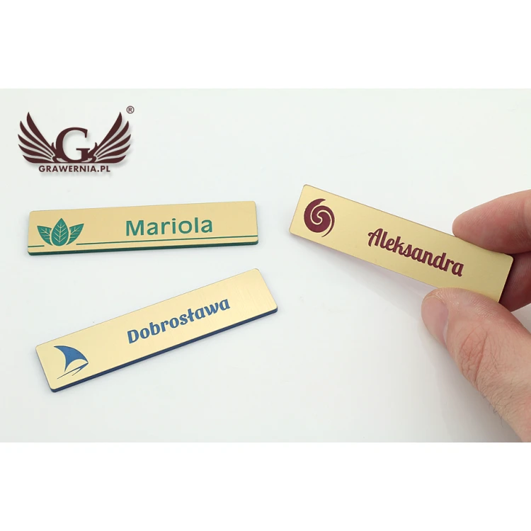 Namensschild - Slim Goldfarbe mit Gravur - 70x15mm - ID050