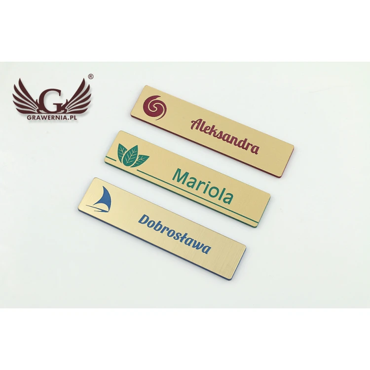 Namensschild - Slim Goldfarbe mit Gravur - 70x15mm - ID050