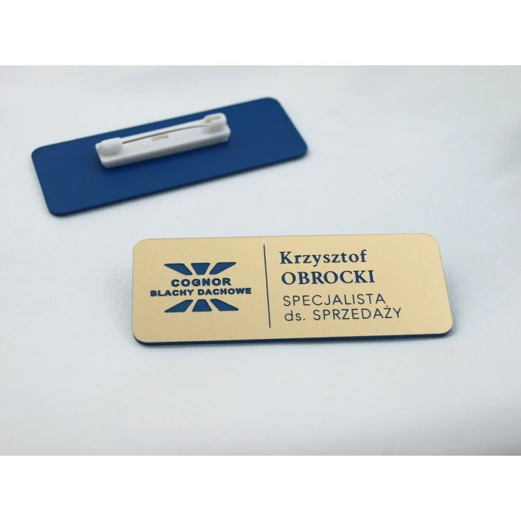 Ausweis für Mitarbeiter - Gold mit blauer Gravur - ID015