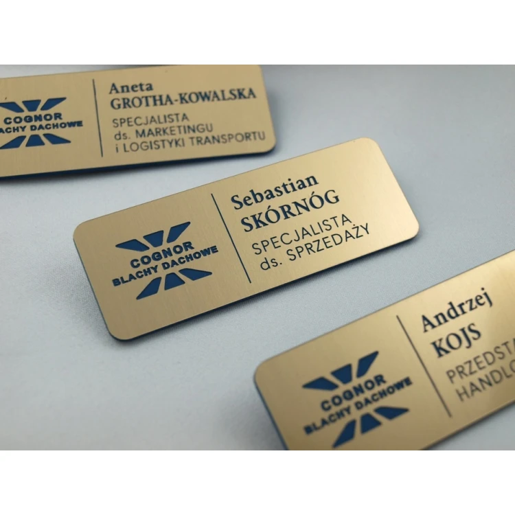 Ausweis für Mitarbeiter - Gold mit blauer Gravur - ID015