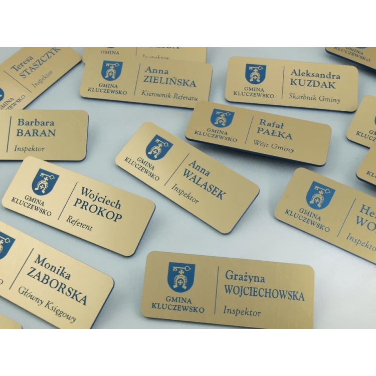 Ausweis für Mitarbeiter - Gold mit blauer Gravur - ID015