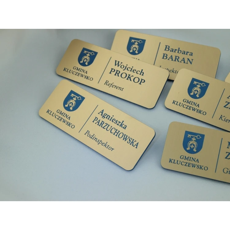 Ausweis für Mitarbeiter - Gold mit blauer Gravur - ID015