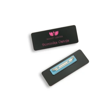 NEO Mitarbeiterausweis - schwarz mit rosa Gravur - 69x27mm - abgerundete Ecken - ID028