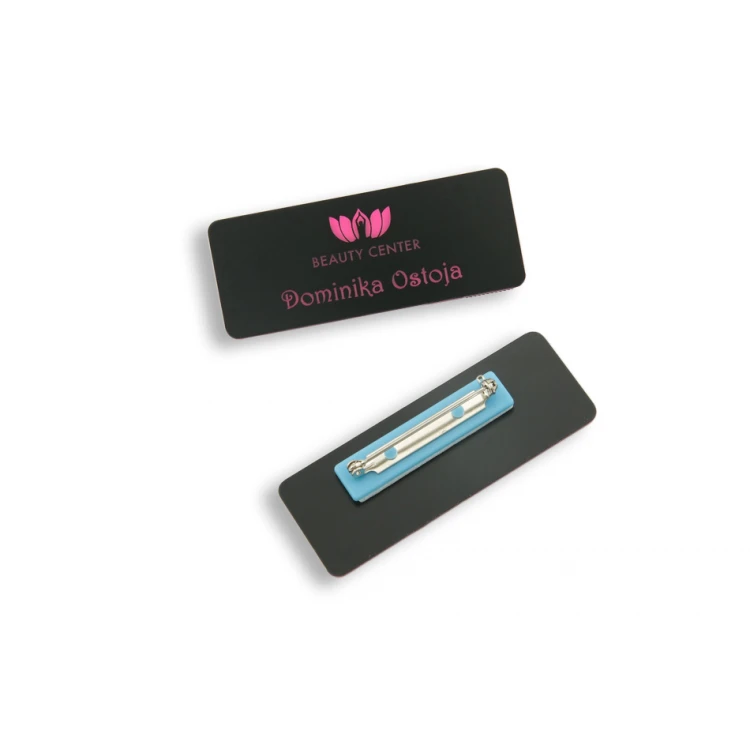 NEO Mitarbeiterausweis - schwarz mit rosa Gravur - 69x27mm - abgerundete Ecken - ID028