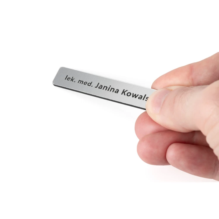 Namensschild für Mitarbeiter Silber 72x12mm - MINI 2 - ID010