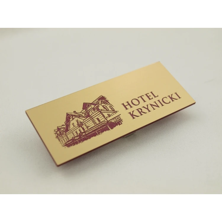 Hotel Ausweis - Gold mit roter Gravur - 75x30mm - ID017