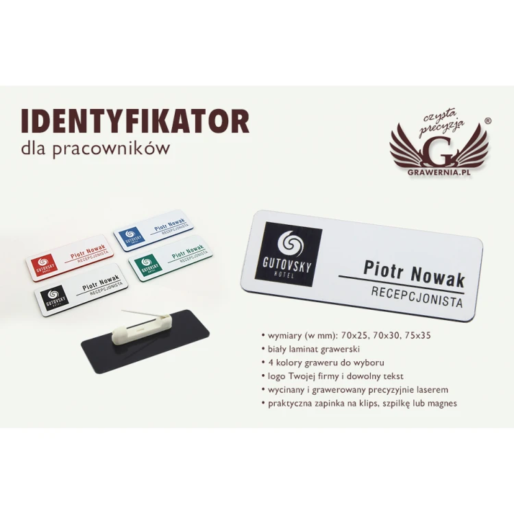 Ausweis - mittelgroß weiß mit Gravur - ID049
