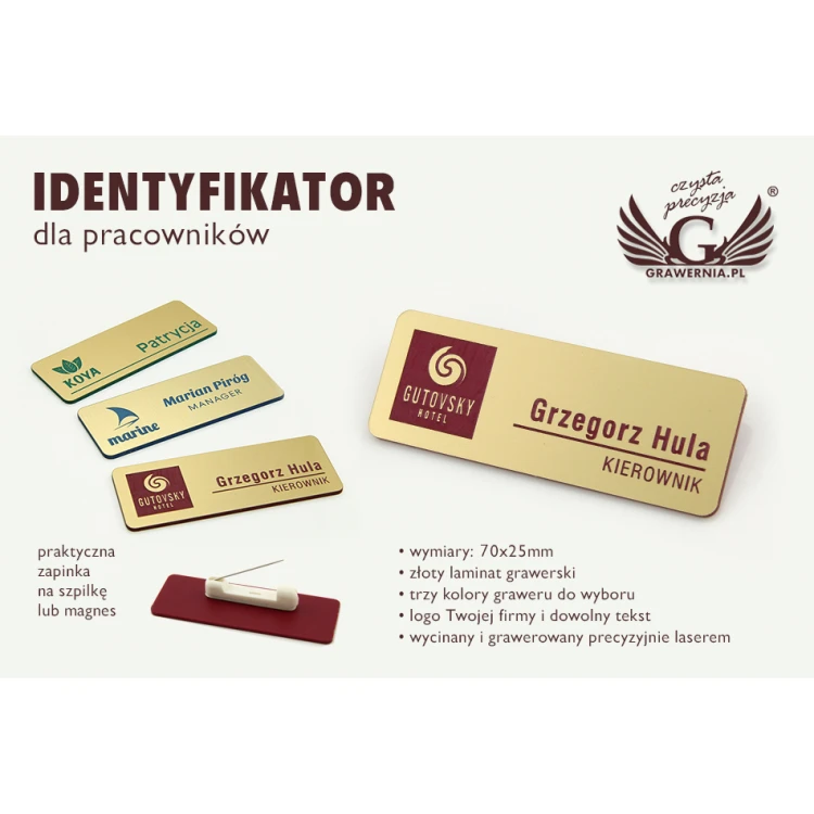 Identifikator - Medium Goldfarbe mit blau/grün/rot Gravur - ID051