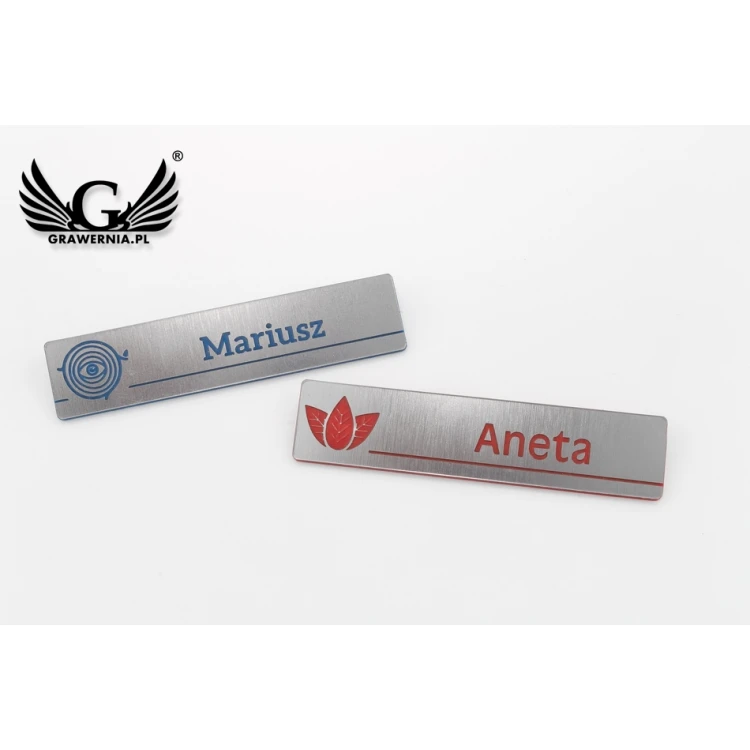 Namensschild - slim - silber mit Gravur - 70x15mm - ID078