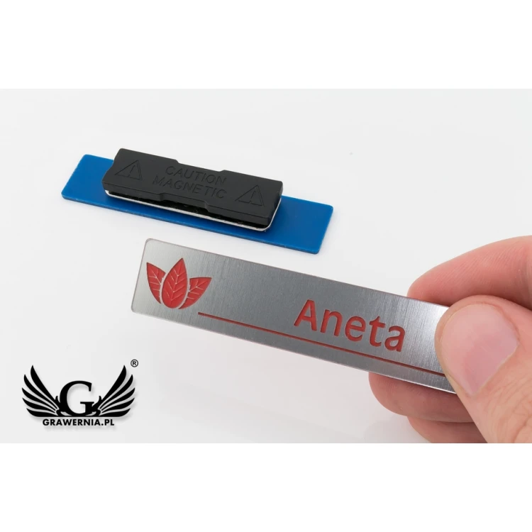 Namensschild - slim - silber mit Gravur - 70x15mm - ID078