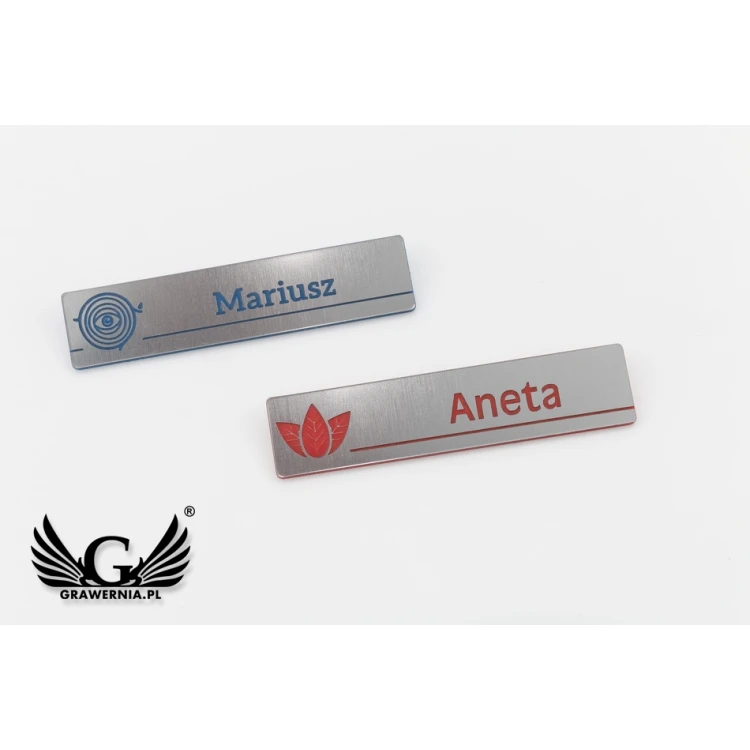 Namensschild - slim - silber mit Gravur - 70x15mm - ID078