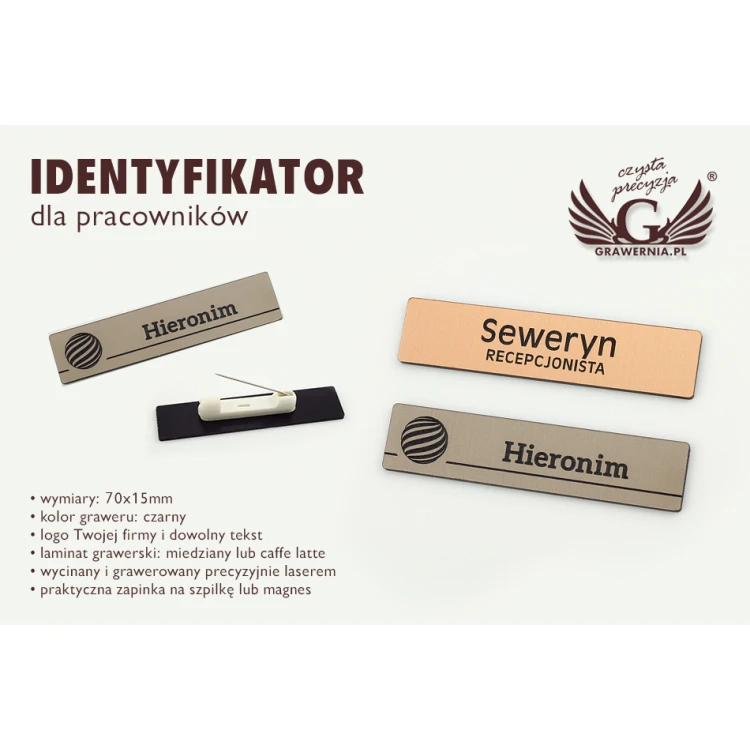 Ausweis - schlank Kupferfarbe oder Caffe Latte - 70x15mm - ID052