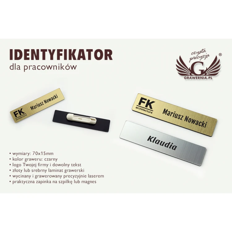 Ausweis - slim Farbe Gold oder Silber - 70x15mm - ID054