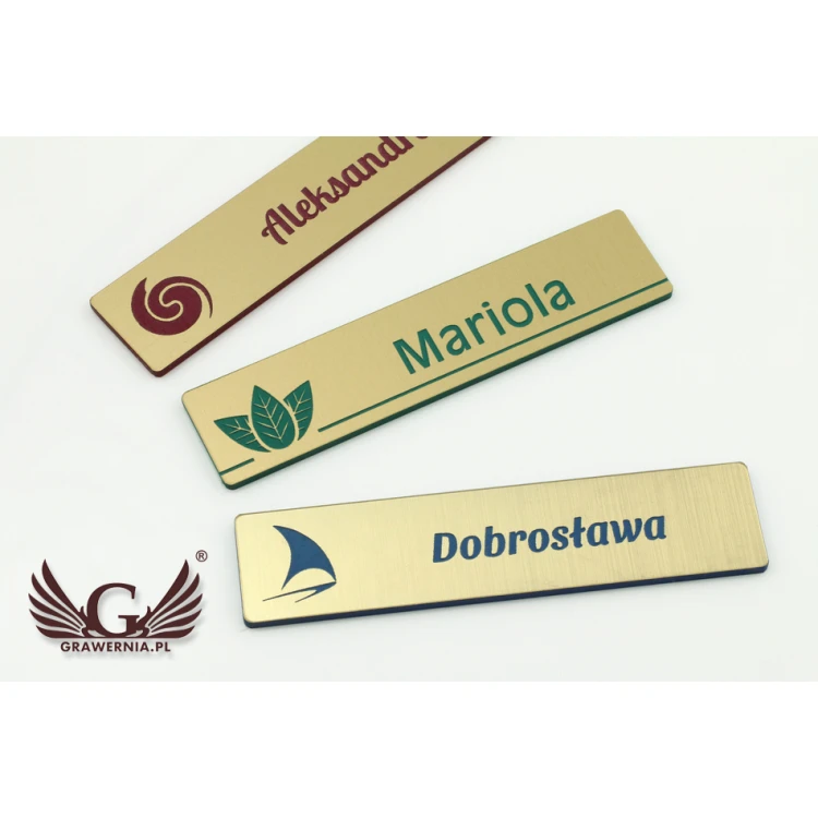 Namensschild - Slim Goldfarbe mit Gravur - 70x15mm - ID050