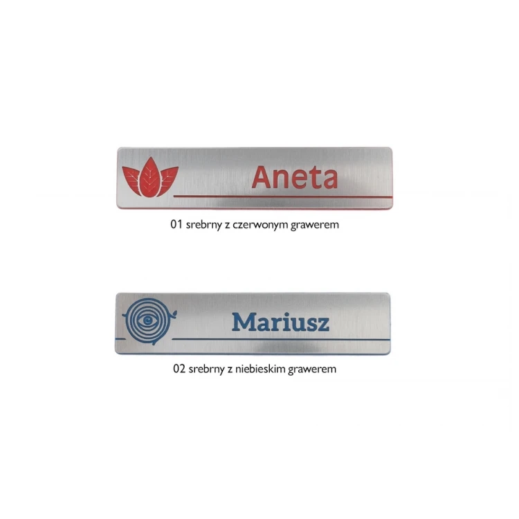 Namensschild - slim - silber mit Gravur - 70x15mm - ID078