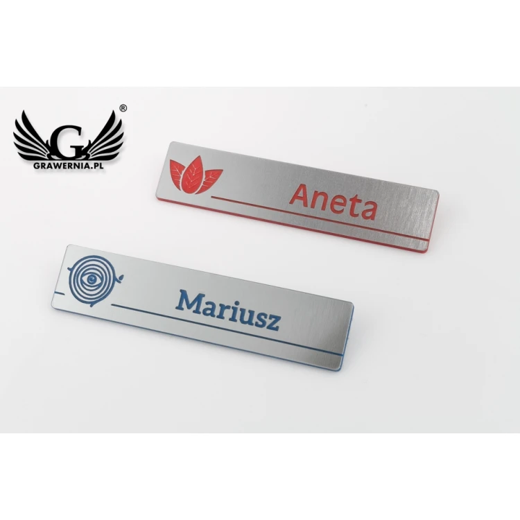 Namensschild - slim - silber mit Gravur - 70x15mm - ID078
