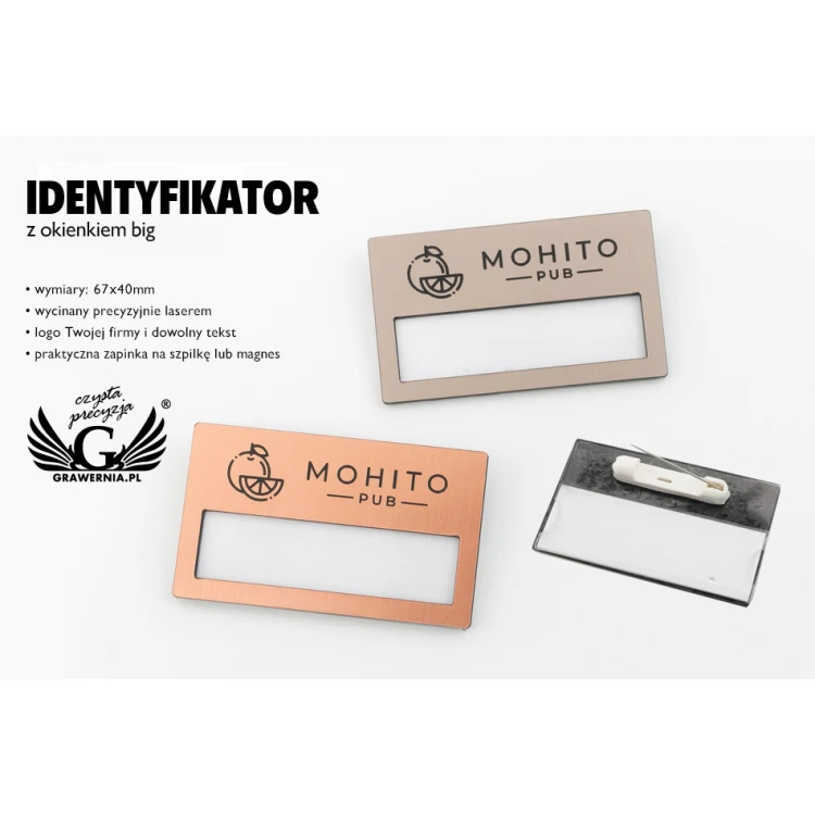 Ausweis mit Fenster - Kupfer oder Caffe Latte - B - Größe 67x40mm - ID075