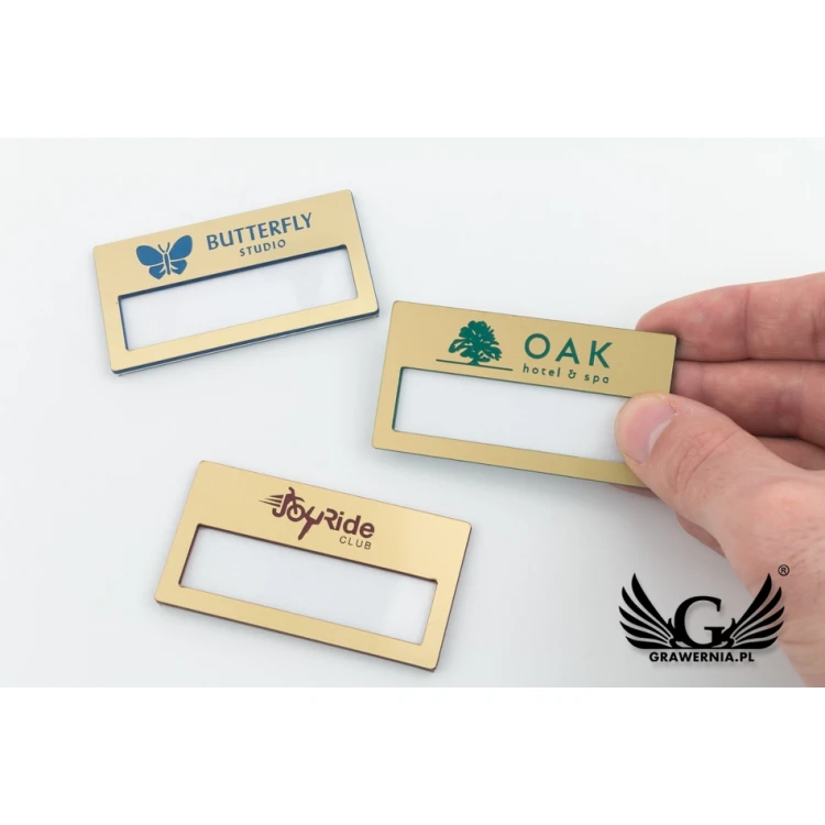 Ausweis mit Fenster - Gold mit farbiger Gravur - M - Abm. 67x35mm - ID073