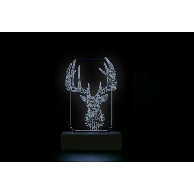 Hirsch - 3D LED RGB Lampe mit Fernbedienung - L3D009