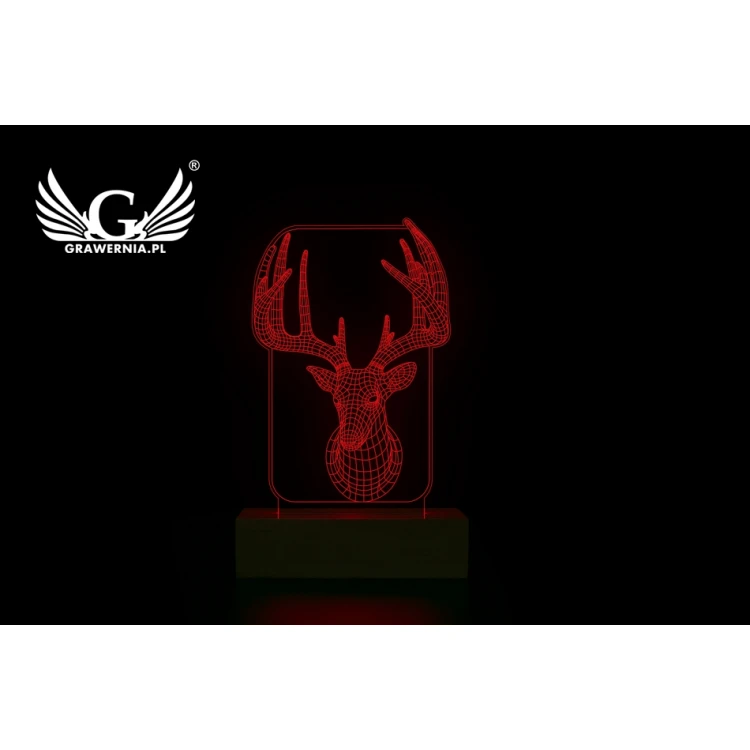 Hirsch - 3D LED RGB Lampe mit Fernbedienung - L3D009