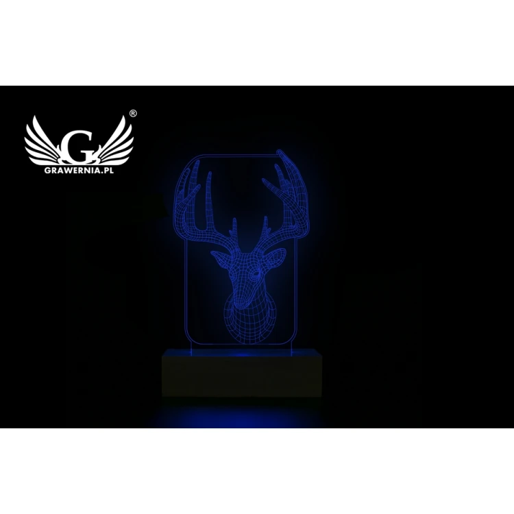 Hirsch - 3D LED RGB Lampe mit Fernbedienung - L3D009