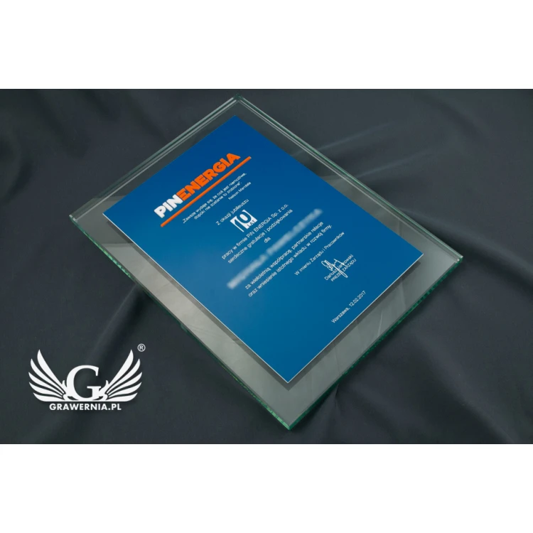 Jubiläums-Glasdiplom mit erhabenem Logo - DSZ052