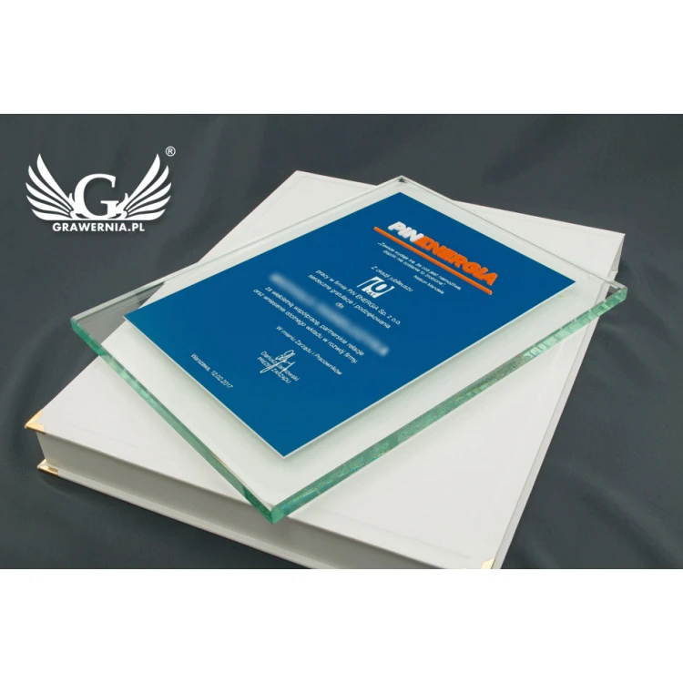 Jubiläums-Glasdiplom mit erhabenem Logo - DSZ052