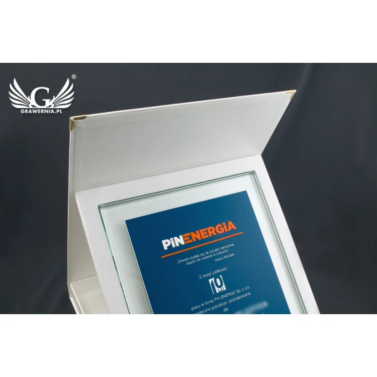Jubiläums-Glasdiplom mit erhabenem Logo - DSZ052