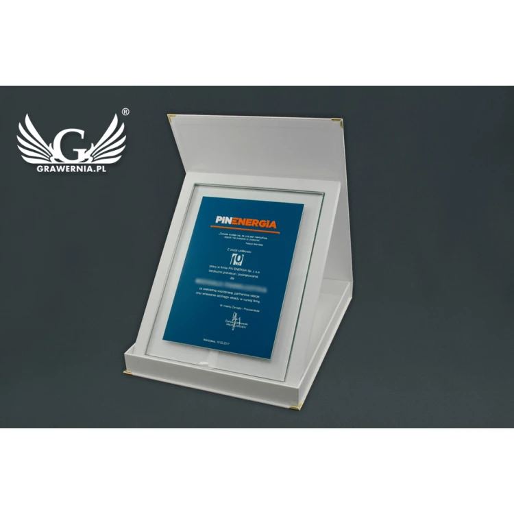 Jubiläums-Glasdiplom mit erhabenem Logo - DSZ052