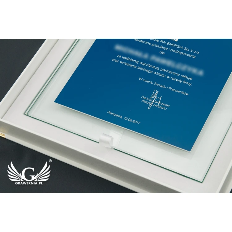 Jubiläums-Glasdiplom mit erhabenem Logo - DSZ052