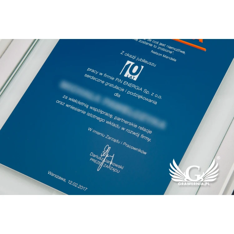Jubiläums-Glasdiplom mit erhabenem Logo - DSZ052