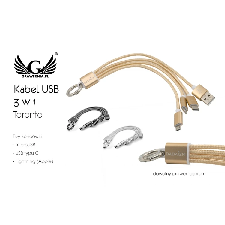 USB-Kabel 3 in 1 Toronto - beliebige Gravur - BP95