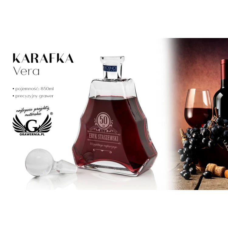 Karaffe mit Gravur für Likör oder Schnaps - VERA - Geburtstagsgeschenk - KAR007