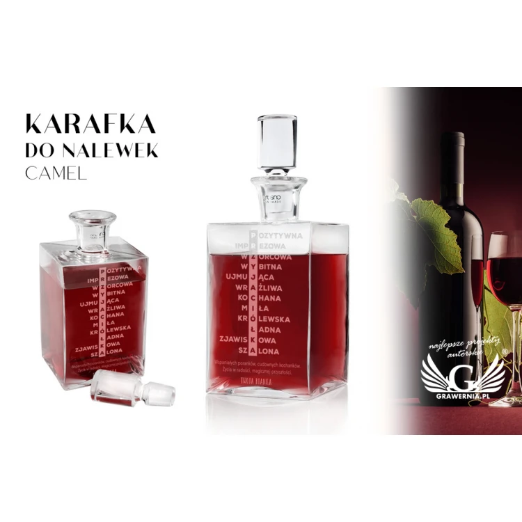Karaffe mit Gravur für Liköre oder Whisky - CAMEL - Geschenk für Freundin - KAR034
