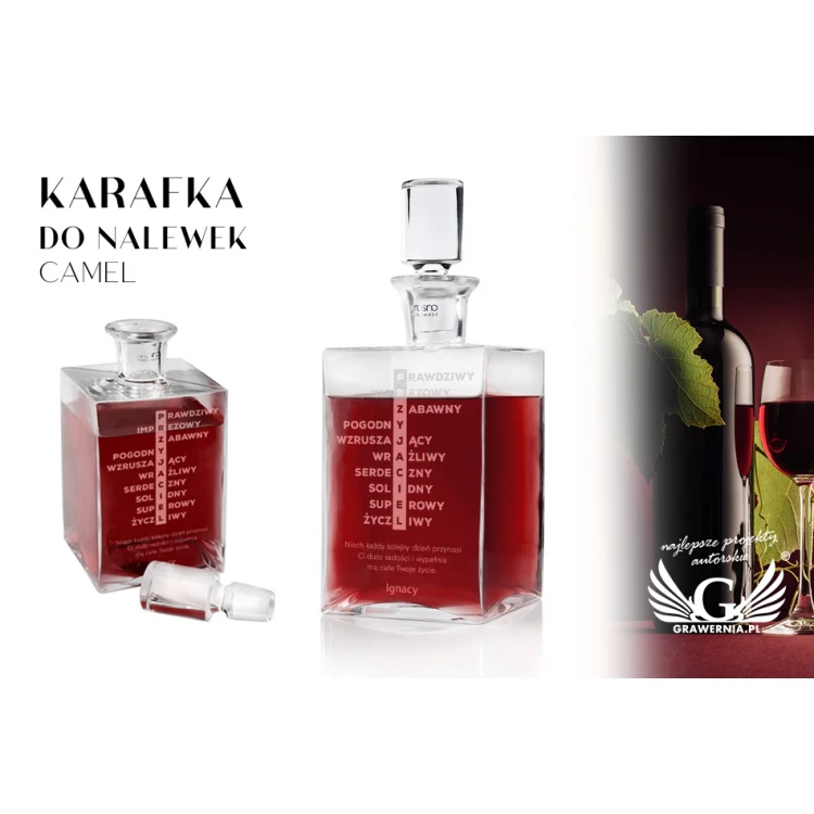Karaffe mit Gravur für Liköre oder Whisky - CAMEL - Geschenk für einen Freund - KAR037