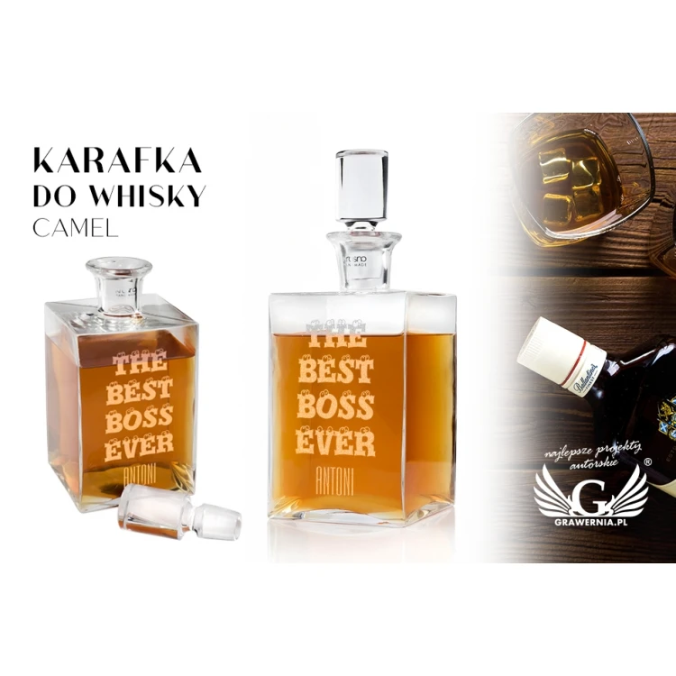 Karaffe mit Gravur für Whisky oder Liköre - CAMEL - Geschenk für den Chef - KAR016