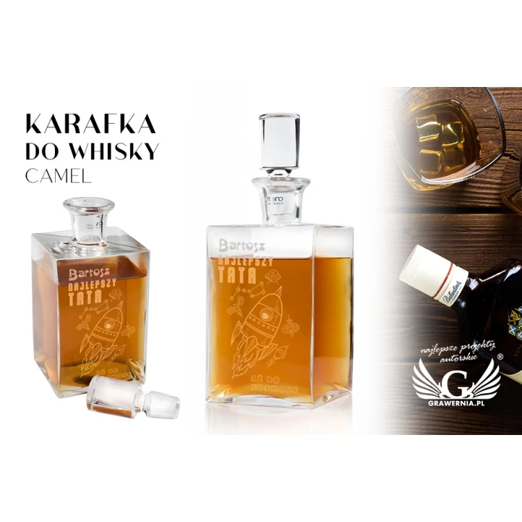 Karaffe mit Gravur für Whisky oder Liköre - CAMEL - Geschenk für Papa - KAR018