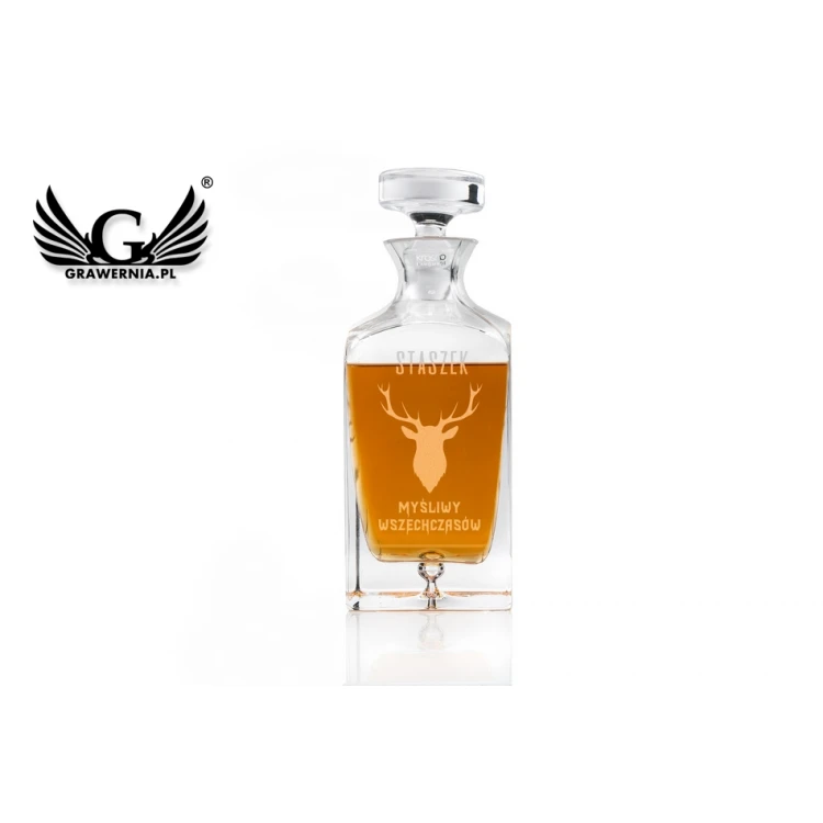 Karaffe mit Gravur für Whisky oder Liköre - LAMBERT - Geschenk für Jäger - KAR023