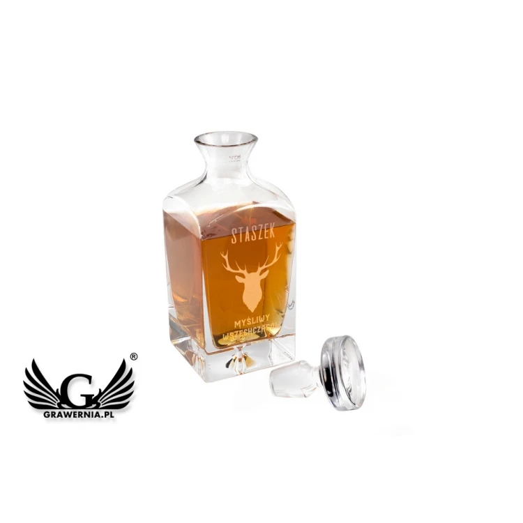 Karaffe mit Gravur für Whisky oder Liköre - LAMBERT - Geschenk für Jäger - KAR023