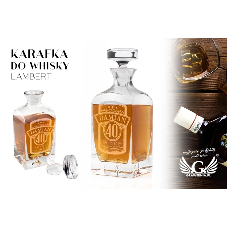 Karaffe mit Gravur für Whisky oder Liköre - LAMBERT - Geburtstagsgeschenk - KAR025