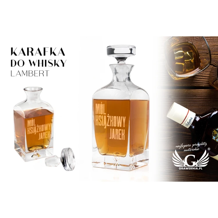 Karaffe mit Gravur für Whisky oder Liköre - LAMBERT - Geschenk für den Bücherwurm - KAR027