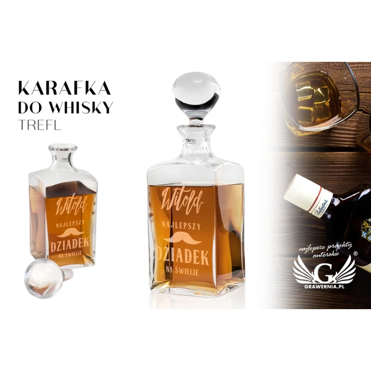 Karaffe mit Gravur für Whisky oder Liköre - TREFL - Geschenk für den Großvater - KAR028