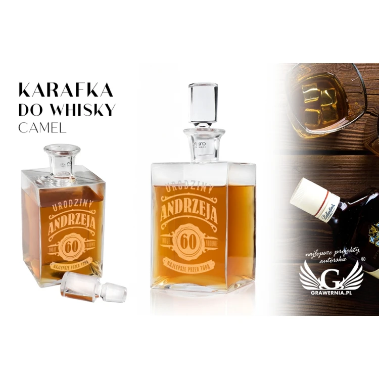 Karaffe mit Gravur für Whisky oder Liköre - CAMEL - Jubiläumsgeschenk - KAR030