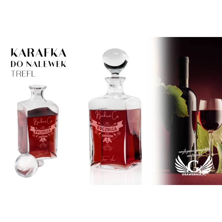 Karaffe mit Gravur für Whisky oder Liköre - TREFL - Hochzeitstag - KAR038