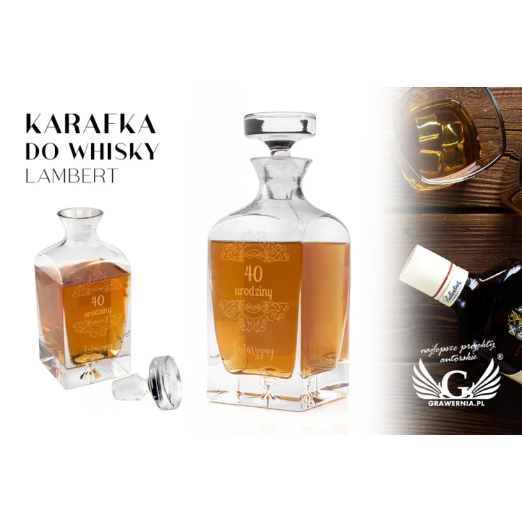 Karaffe mit Gravur für Whisky oder Liköre - LAMBERT - Geburtstagsgeschenk - KAR026