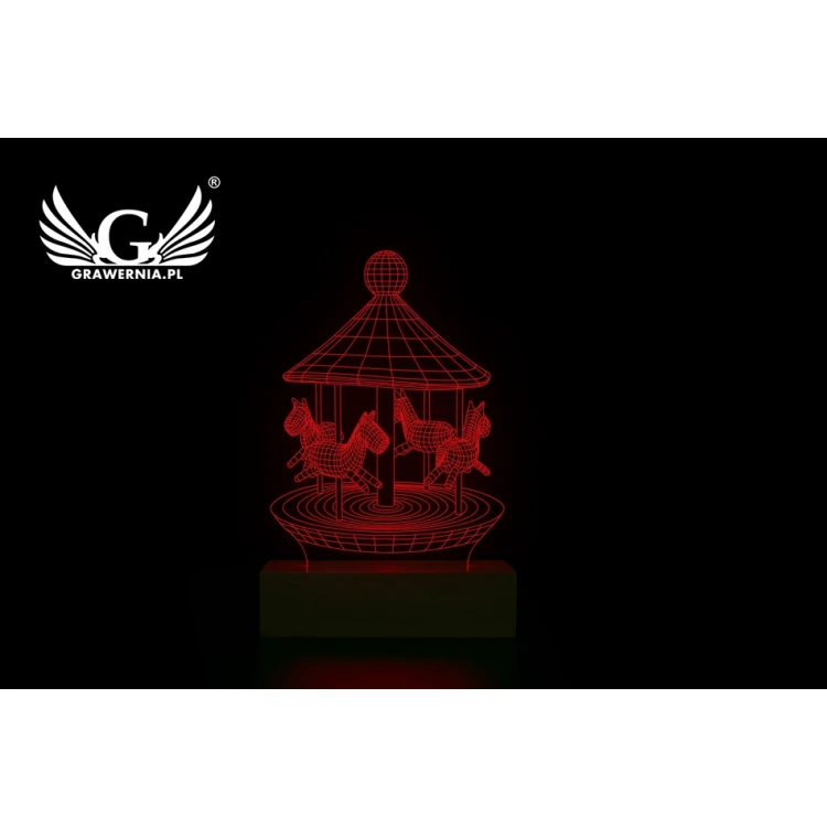 Karussell - 3D LED RGB Lampe mit Fernbedienung - L3D010