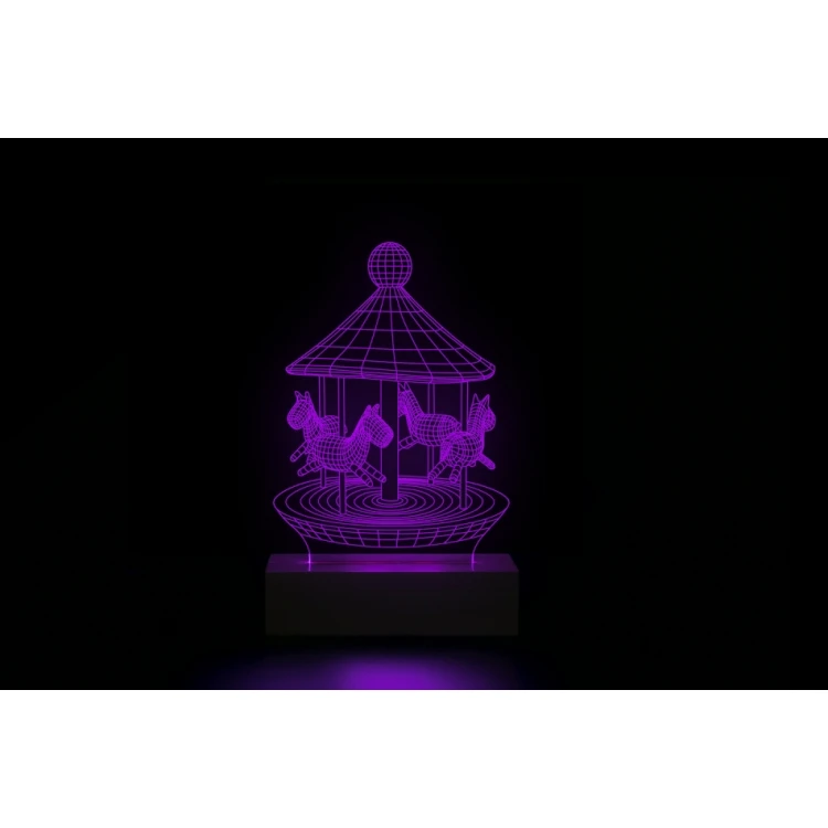Karussell - 3D LED RGB Lampe mit Fernbedienung - L3D010