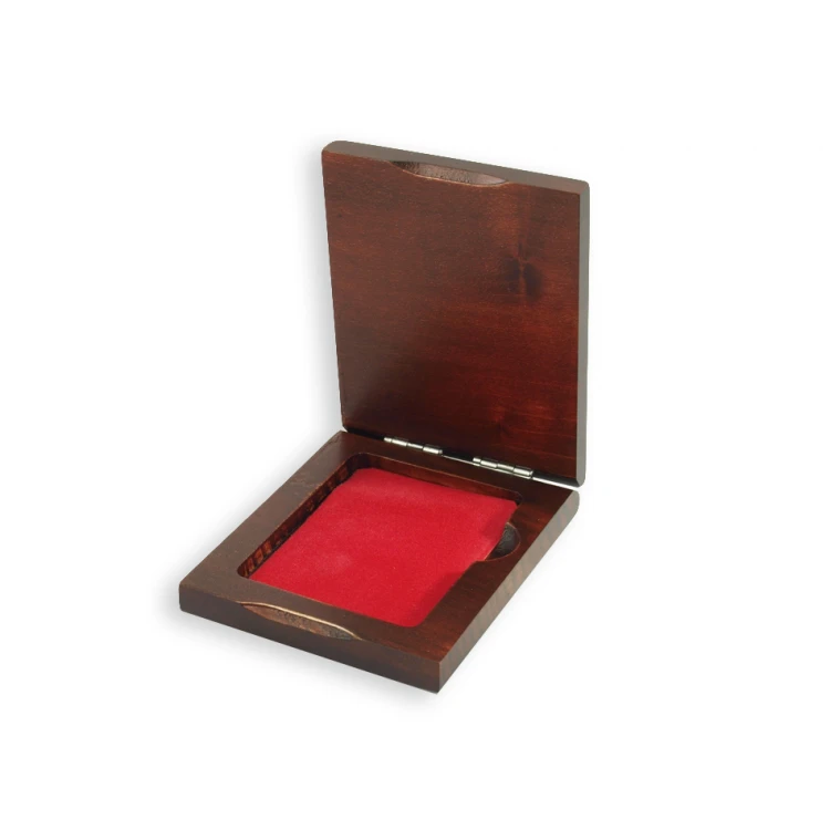 Holzbox Etui mit Doppelsteckplatz für Medaille der Größe 51x68mm