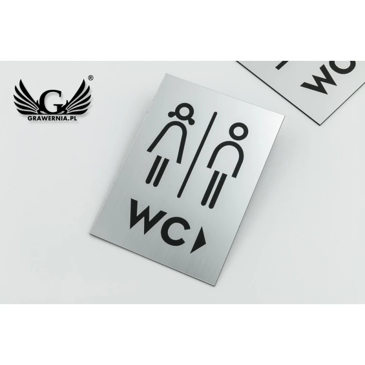Wegweiser für die Wand - Toiletten - Silber oder Gold Laminat - Größe 100x140mm - TT020