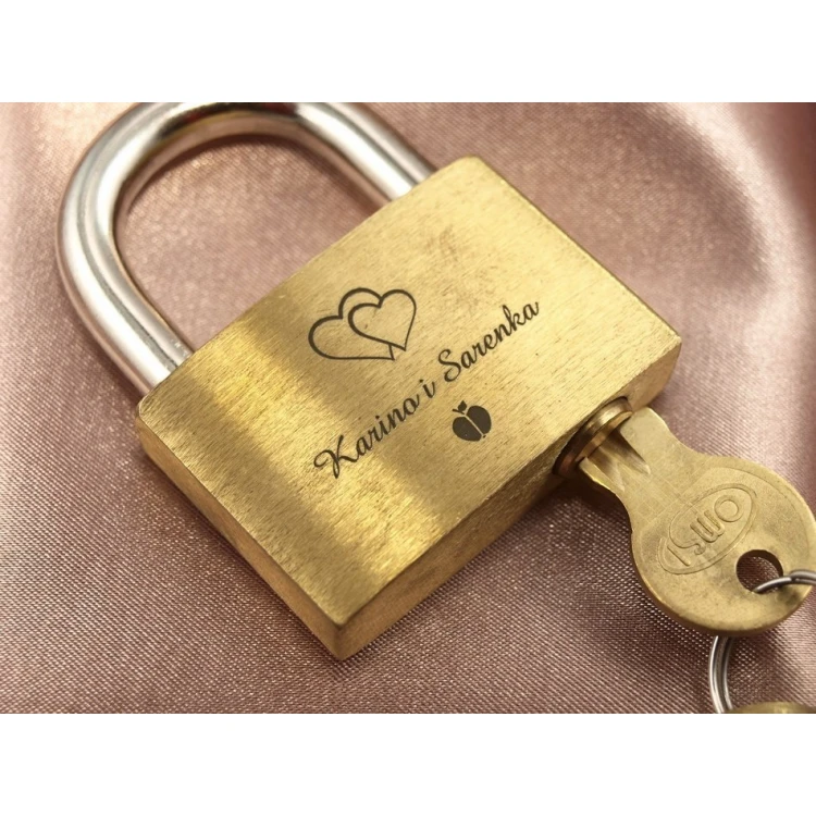 Liebesschloss - Messing Gold - beliebige Gravur - KZ001